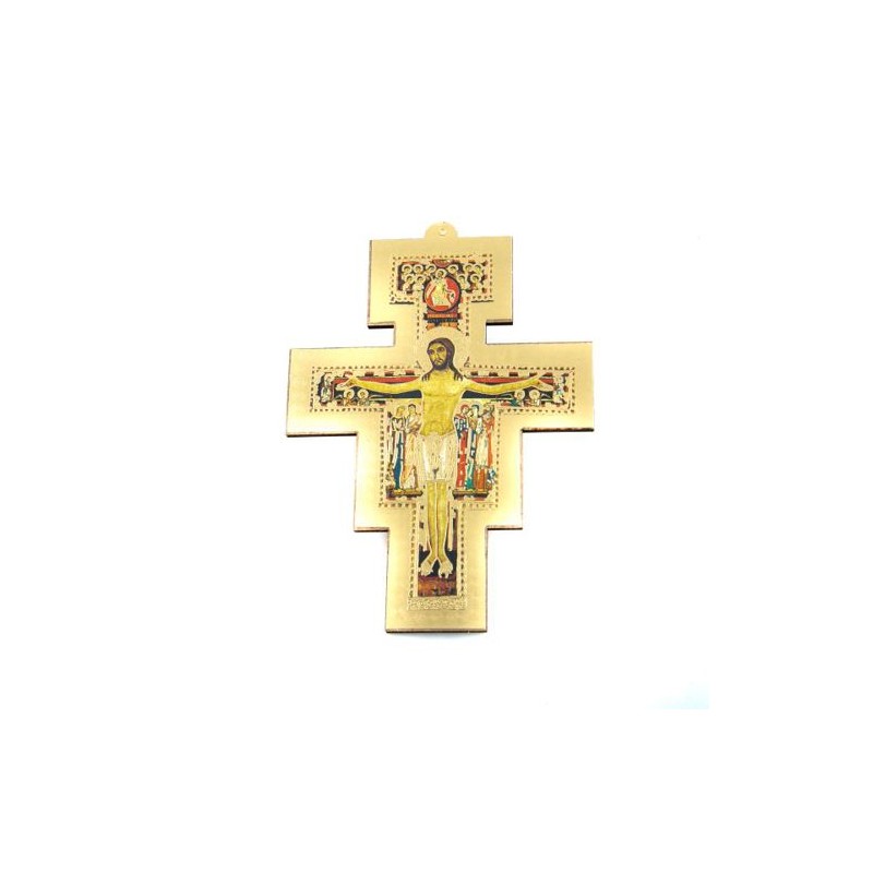 Kruis van Saint Damien in hout. 10/13 cm