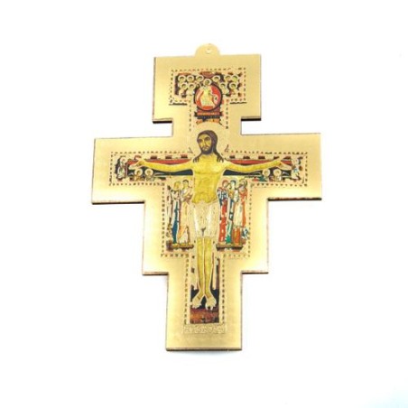 Kruis van Saint Damien in hout. 10/13 cm