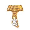 Croix Tau en bois d'olivier avec ange bleu et texte NL 