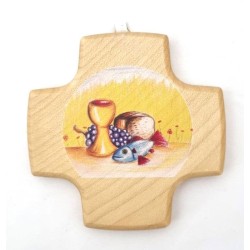 Kruis voor houten communie met tekst. 8.5 / 8,5 cm
