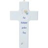 Croix enfant Bleue 15X9cm en bois d'érable (Texte en Allemand)