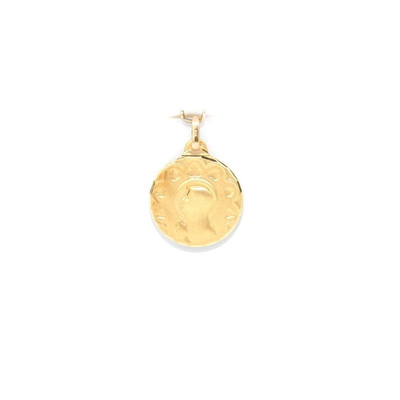 Medaille van de Maagd Maria in 18k goud. 16 mm