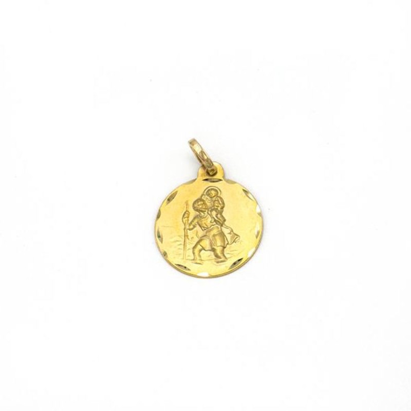 Sint-Christophe-medaille in 9 karaatgoud. 18 mm. 