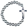Bracelet élastique perle 8mm et croix en acier inox  S. Benoit