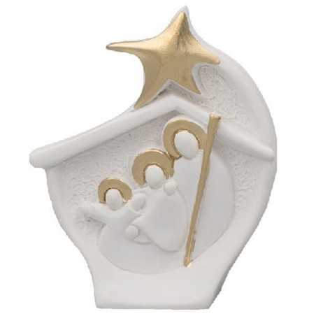 Moderne wieg gestileerde witte hars en 9x7cm goud