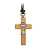 Olijf houten kruis met calice 34 mm insert op het koord