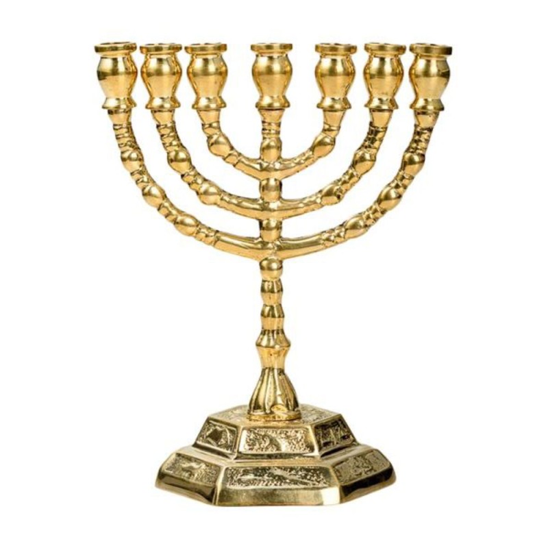 Menorah. Gouden 13 cm hoog