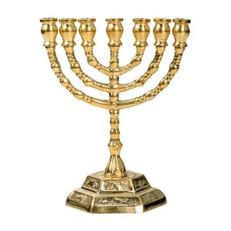 Menorah. Gouden 13 cm hoog