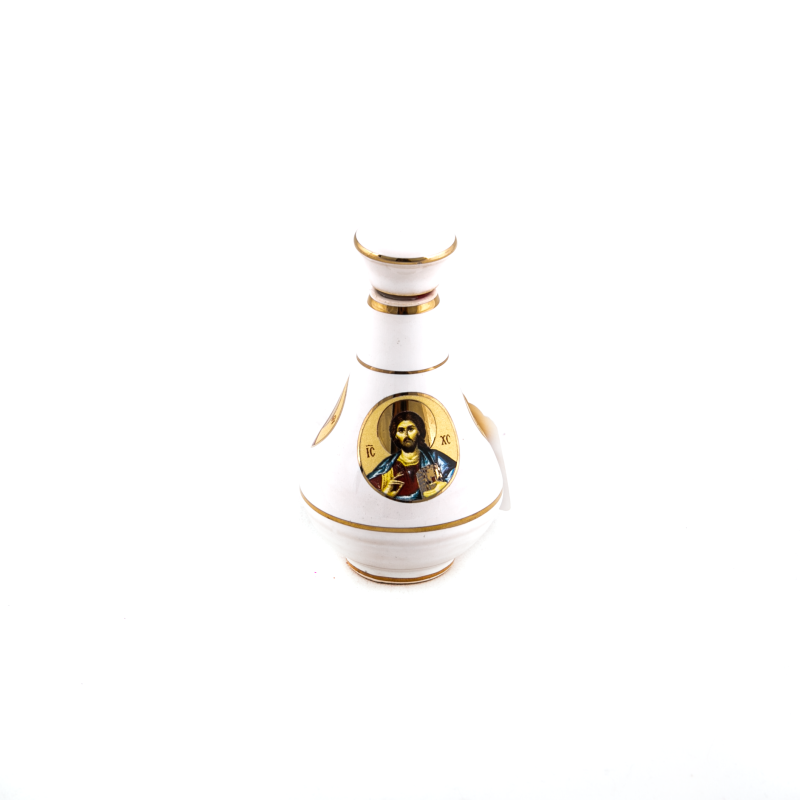 Keramische fles met 3 gouden afbeeldingen en afwerkingen. 8 cm