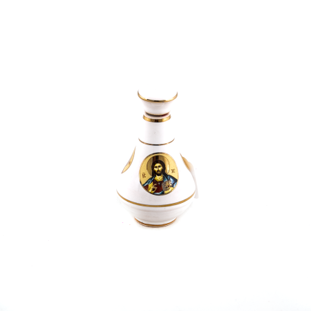 Keramische fles met 3 gouden afbeeldingen en afwerkingen. 8 cm