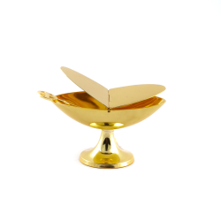 Gouden wierooktank met lepel. 7/13 cm