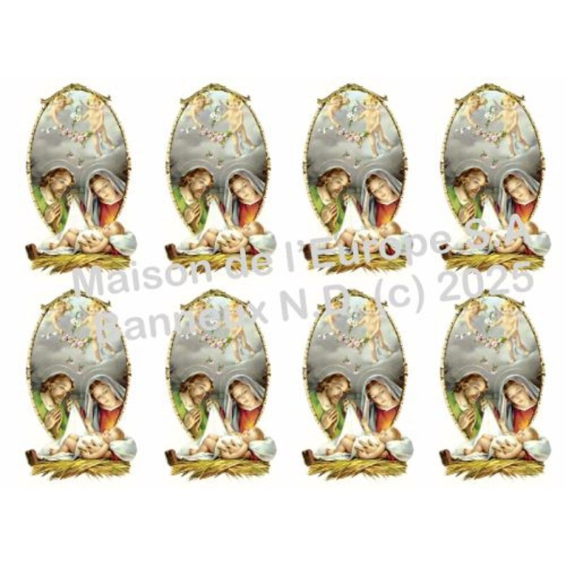 Kerst 4 Stickers 8 / A4 10x6,8 cm    