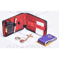 Trousse pour prêtre en cuir avec 7 accessoires