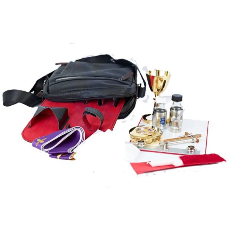 31x25x9 cm Zwarte lederen priester priester kit. met aanbidding