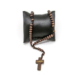 Chapelet de Lourdes en bois marron sur corde