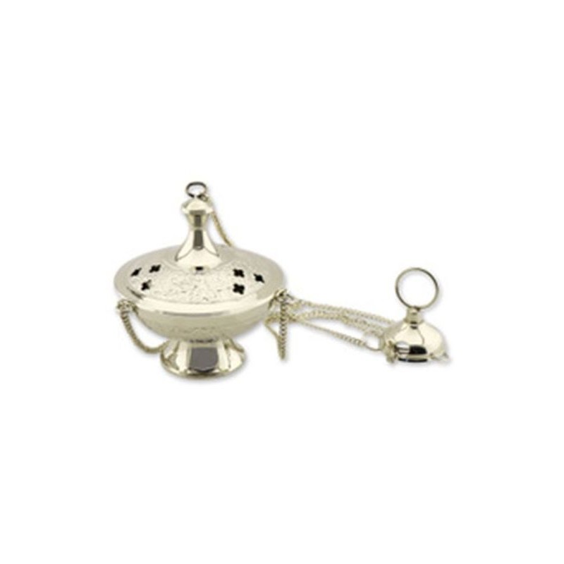 Wierookvat op ketting 10x8.5cm messing