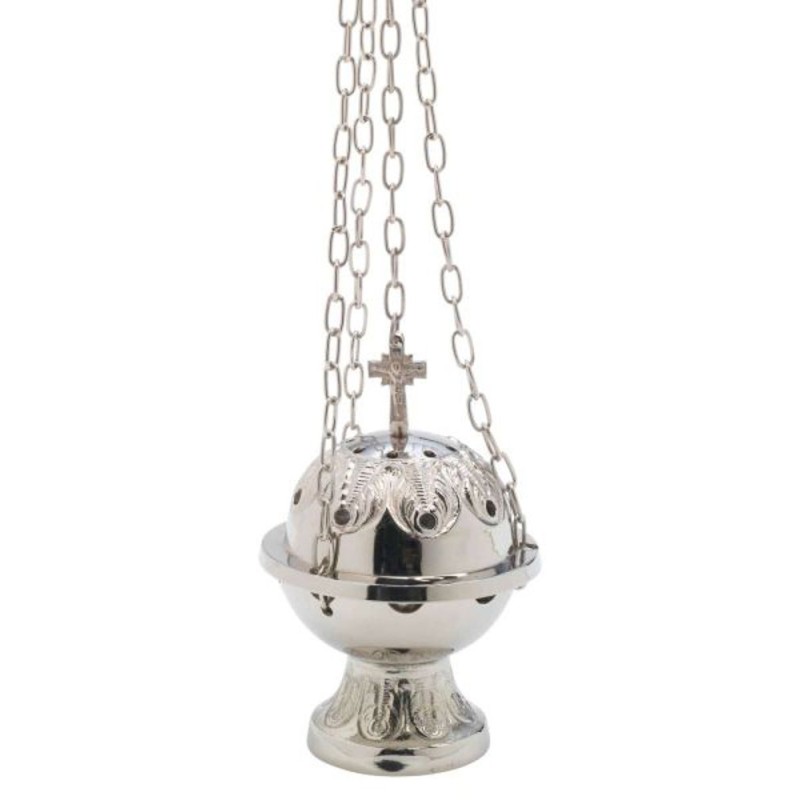 ENCENSOIR CHROME AVEC CROIX  15 CM
