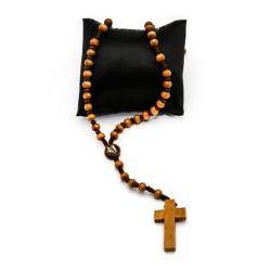 Chapelet de Lourdes en bois bicolore sur corde