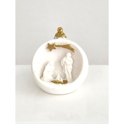 Mini Christmas Ball White Crèche / Gold Resin