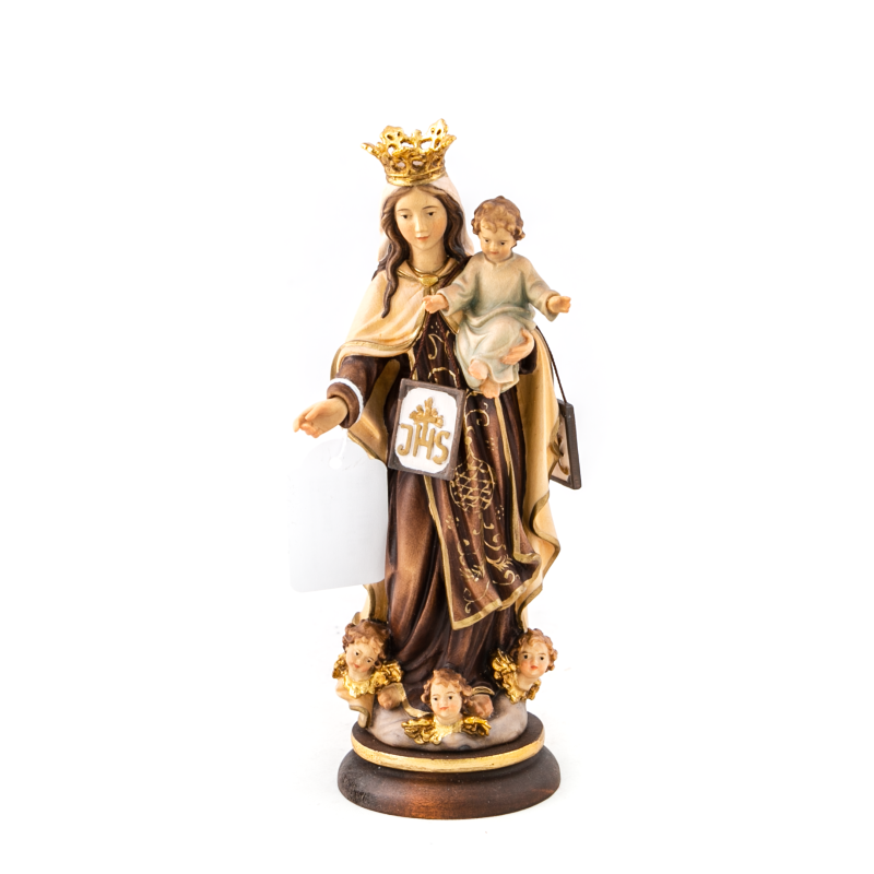 Standbeeld van Onze Lieve Vrouw van Mount Carmel in hout. 18 cm