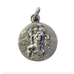 Zilveren metalen medaille 15mm St Christophe