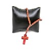 Chapelet de Lourdes en bois rouge sur corde