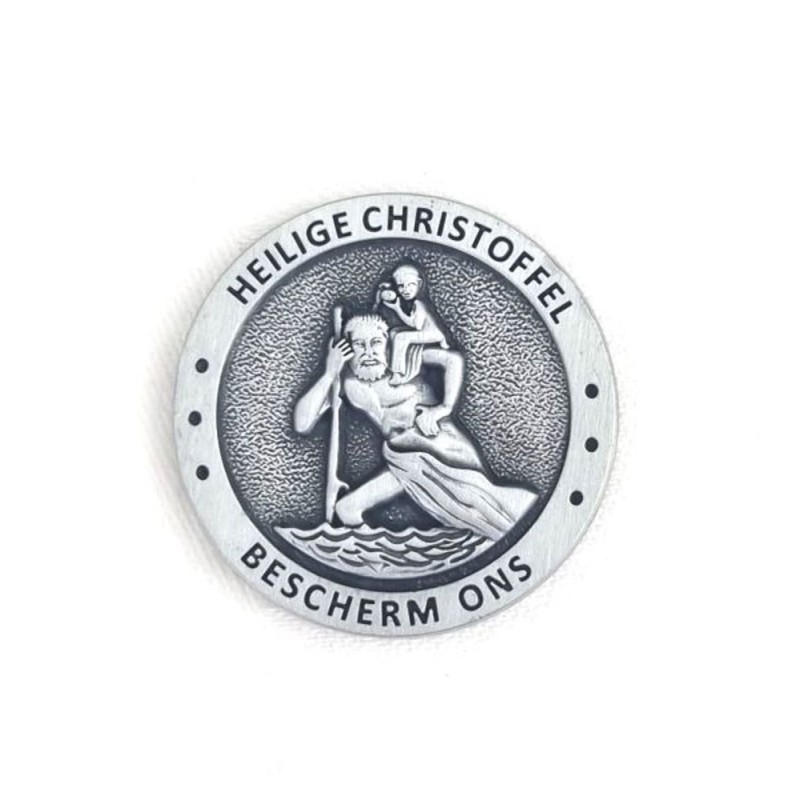 Metalen token St Christophe met NL KOM-tekst Specyed Thuis
