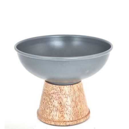 Bol diffuseur pour huile essentielle métal peint  base en bois H: 9cm D: 11CM
