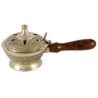 Brûleur pot D:8cm laiton poli avec manche en bois