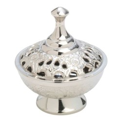 Brûleur martelé argenté. 9 cm