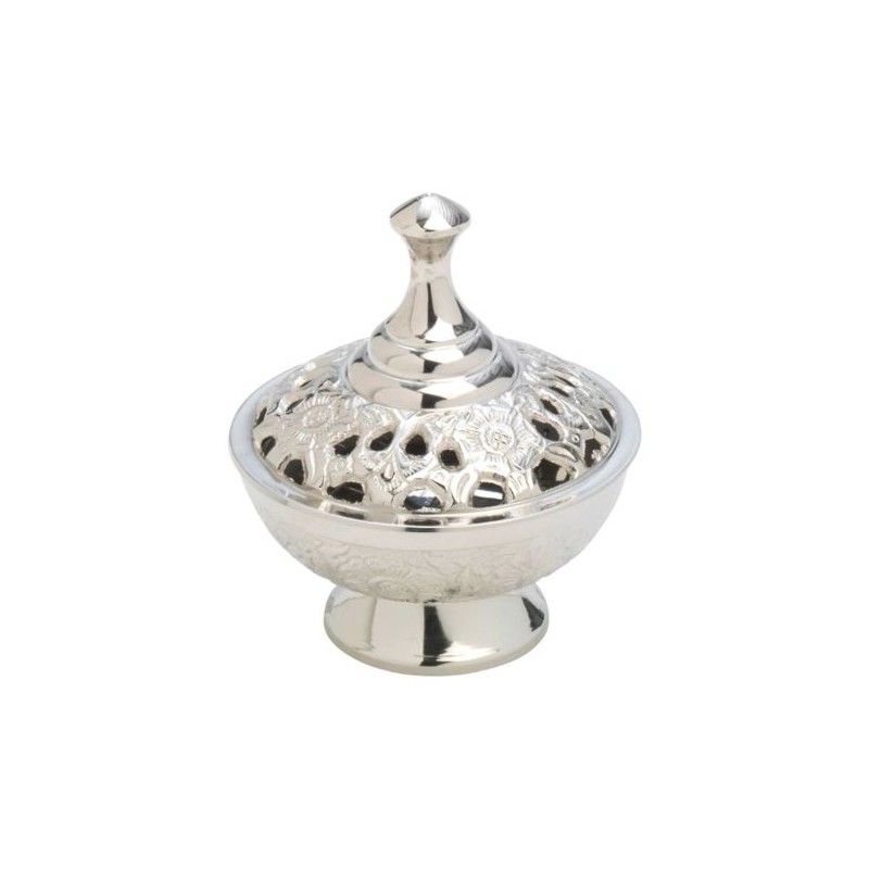 Brûleur martelé argenté. 9 cm