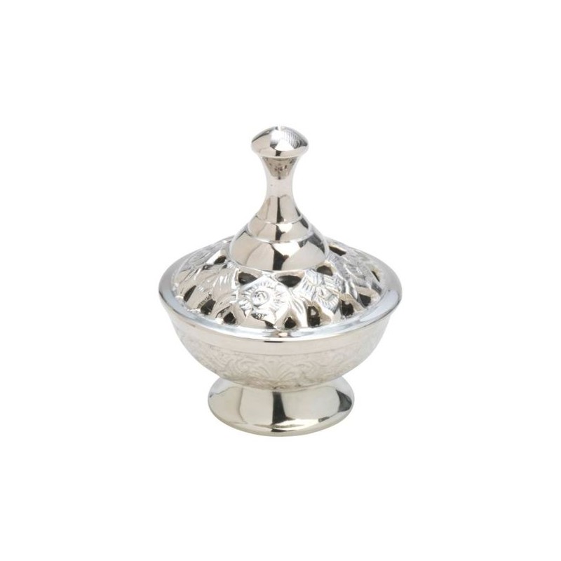 Chrome-brander met gehamerde decoratie. 7 cm