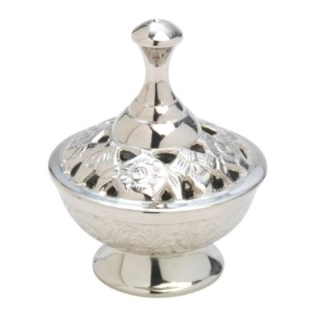 Brûleur chromé avec décor martelé. 7 cm