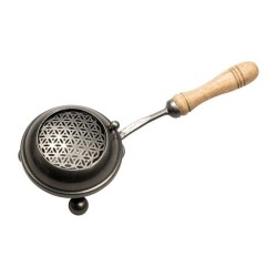 Brûleur pour encens noir avec manche en bois D:8cm