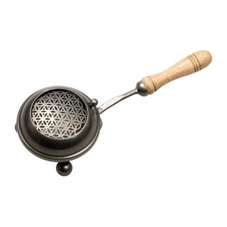 Burner voor zwarte wierook met houten handvat D: 8cm