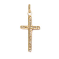 Hanger Cross PL.Or 25mm + strass zirkoniumoxide