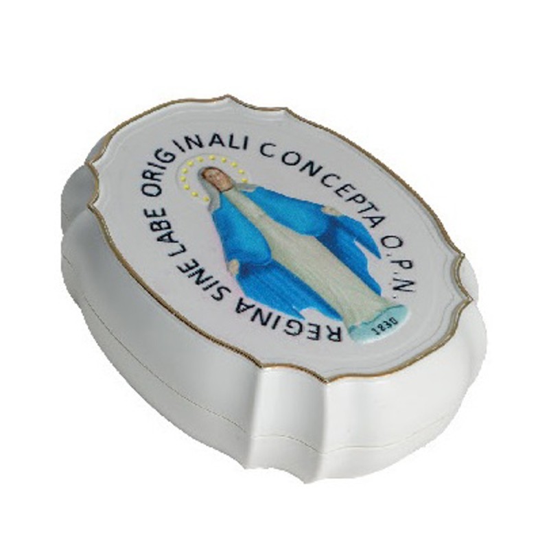 Boiteà chapelet ovale en pvc avec image Miraculeuse couleur