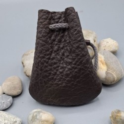 Pochette bourse en cuir brun