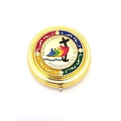 Boite à chapelet du jubilé 2025 métal doré émaillée couleur D:4.6cm