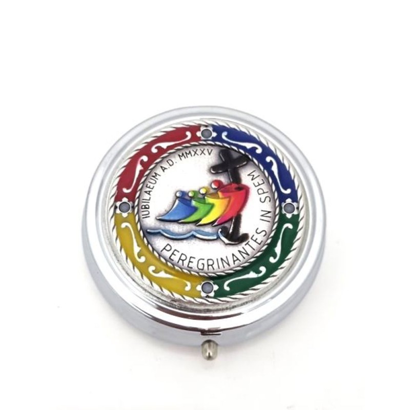 Boite à chapelet du jubilé 2025 métal émaillée couleur D:4.6cm
