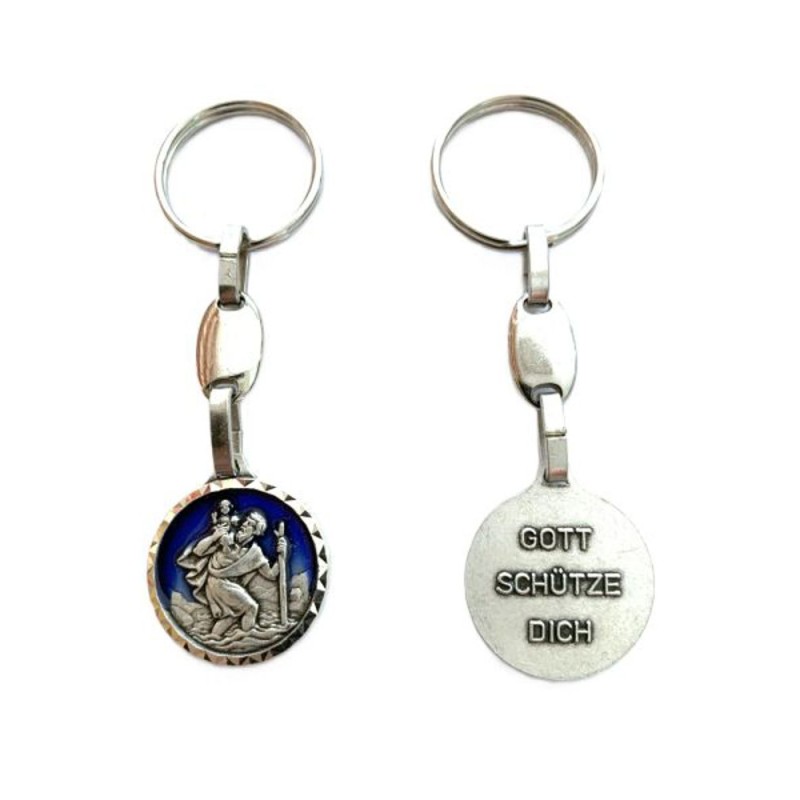St. Christophe Metal Sleutel Gate Geëmailleerd Blauw / Gott Schütze Dich