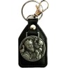 St Christophe Keychain in leer en metaal