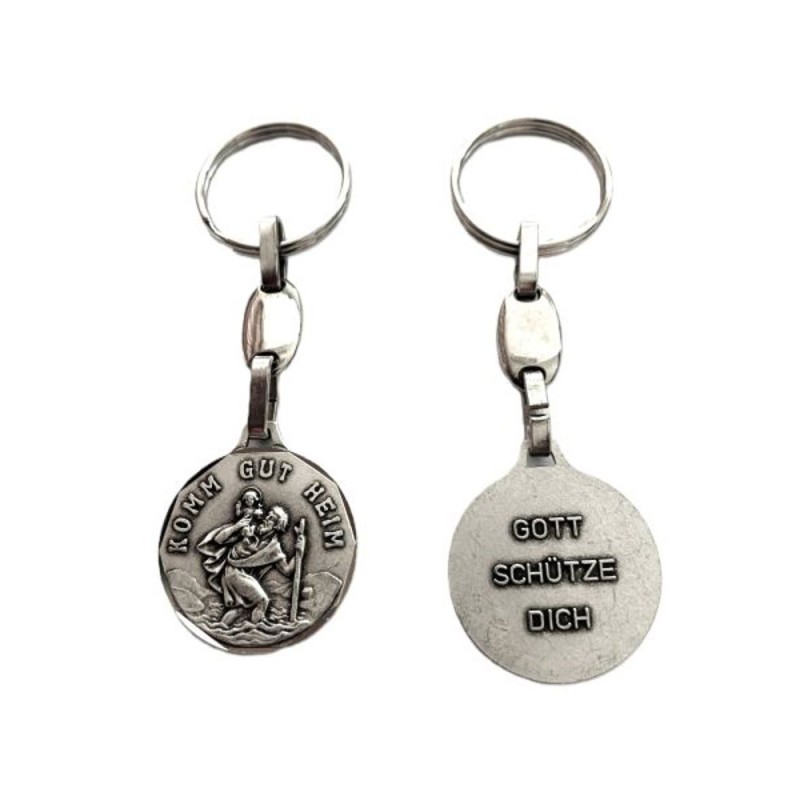 St. Christophe Metal Sleutel Deur Gepolijste Edge Komm Gut Heim / Gott Schütze Dich