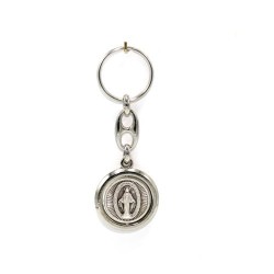 Sleutelhanger van St Christophe en de wonderbaarlijke metalen maagd