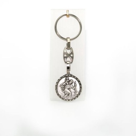 Porte-clés Saint Christophe bord diamanté avec inscription Kom Goede Thuis