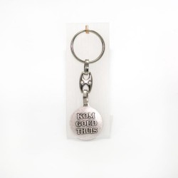 Porte-clés Saint Christophe bord diamanté avec inscription Kom Goede Thuis