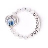 Bague perles en verre 3.5mm transparentes + cœur métal Miraculeuse