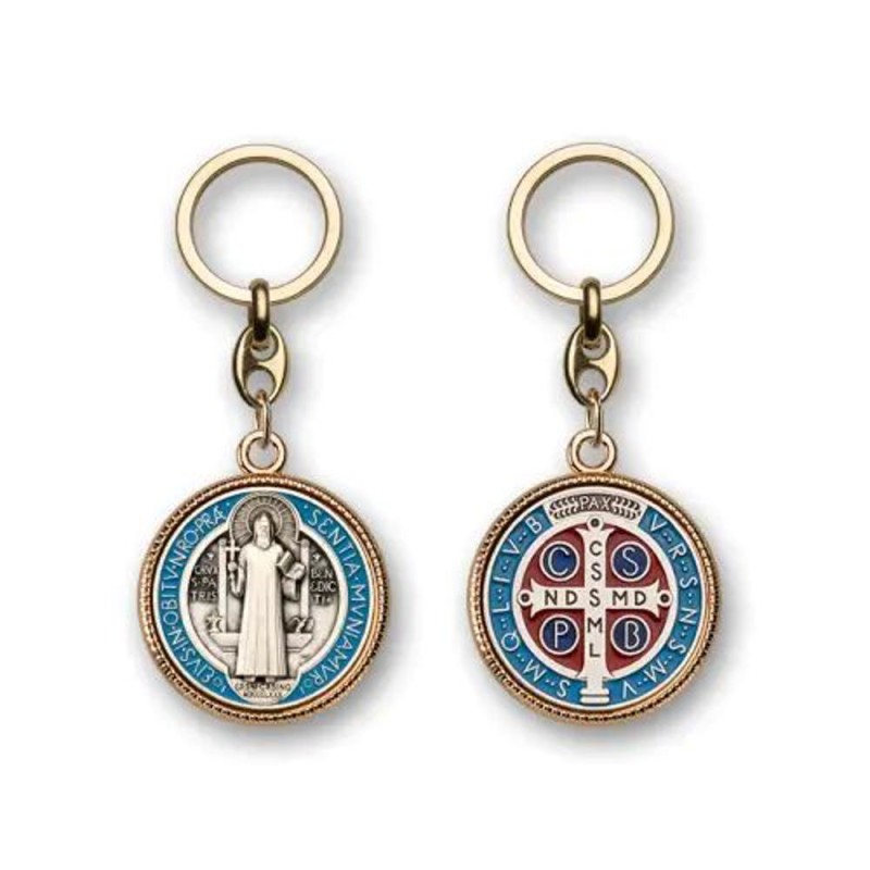 Porte clé métal doré et argenté S. Benoit