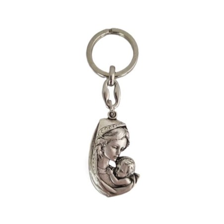 Porte clés métal Vierge Enfant ou Ste Famille 4.5cm 