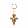 Sleutelhanger St Damien Cross in Olive Wood 5.5x3.5cm